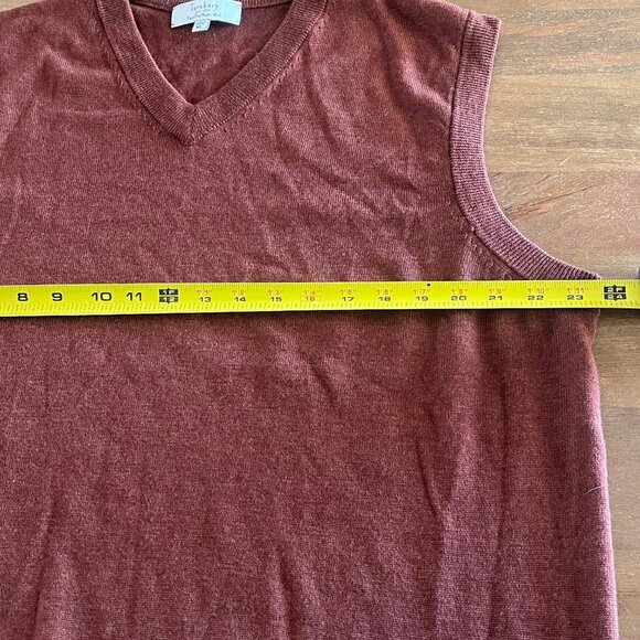 Turnberry Men's Size XL Rust Maroon 100% Extra Fine Merino Wool Sleeveless Vest - Picture 7 of 7